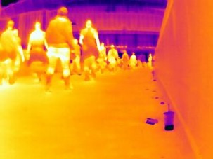 crowd entering Wembley stadium - thermal image