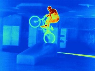 Southbank centre cyclist in thermal imagery