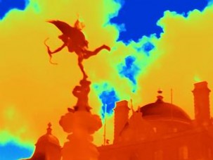 Thermal photo of the statue of Eros at Piccadilly