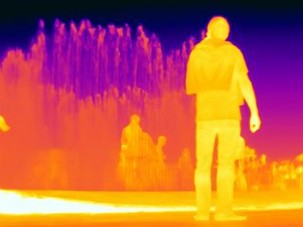 Thermal photography of a fountain, south bank London