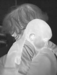greyscale thermal photo of infant